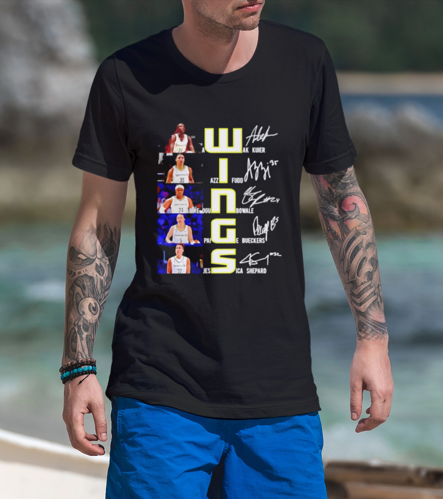 Dallas Wings Awak Kuier Azzi Fudd Arike Ogunbowale Paige Bueckers Jessica Shepard Signatures Compilation T-Shirt