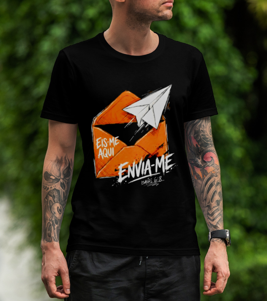 Eis Me Aqui Envia Me Isaias 6 8 Christian Envelope Paper Airplane T-Shirt