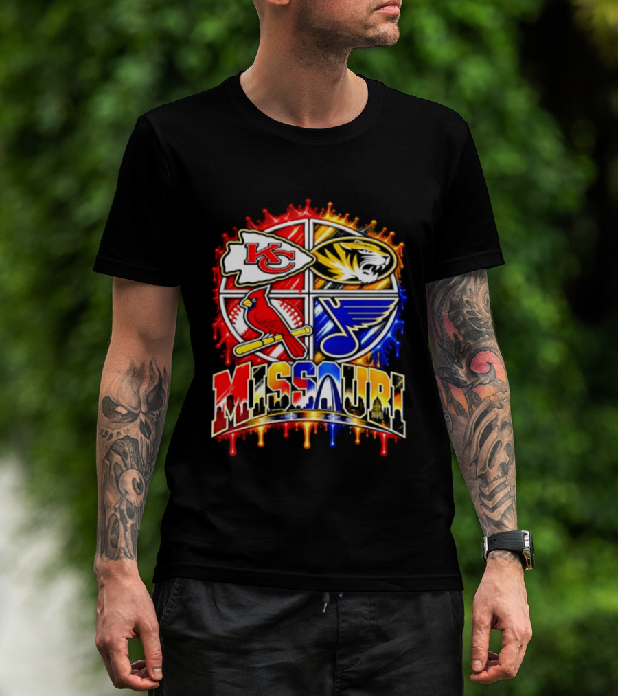 Missouri Kansas City Chiefs Mizzou Tigers St Louis Cardinals Blues Skyline T-Shirt