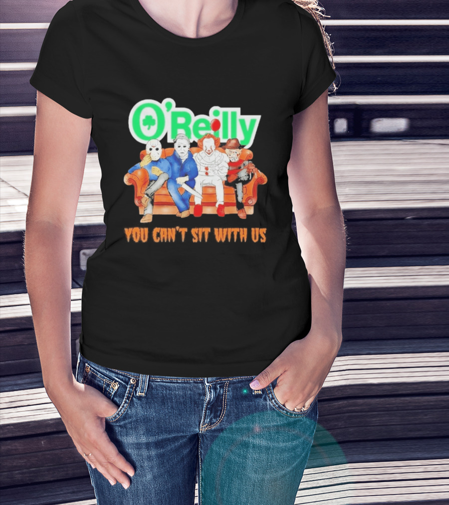 O'Reilly Horror Characters Friends Halloween 2026 You Can't Sit With Us Couch T-Shirt