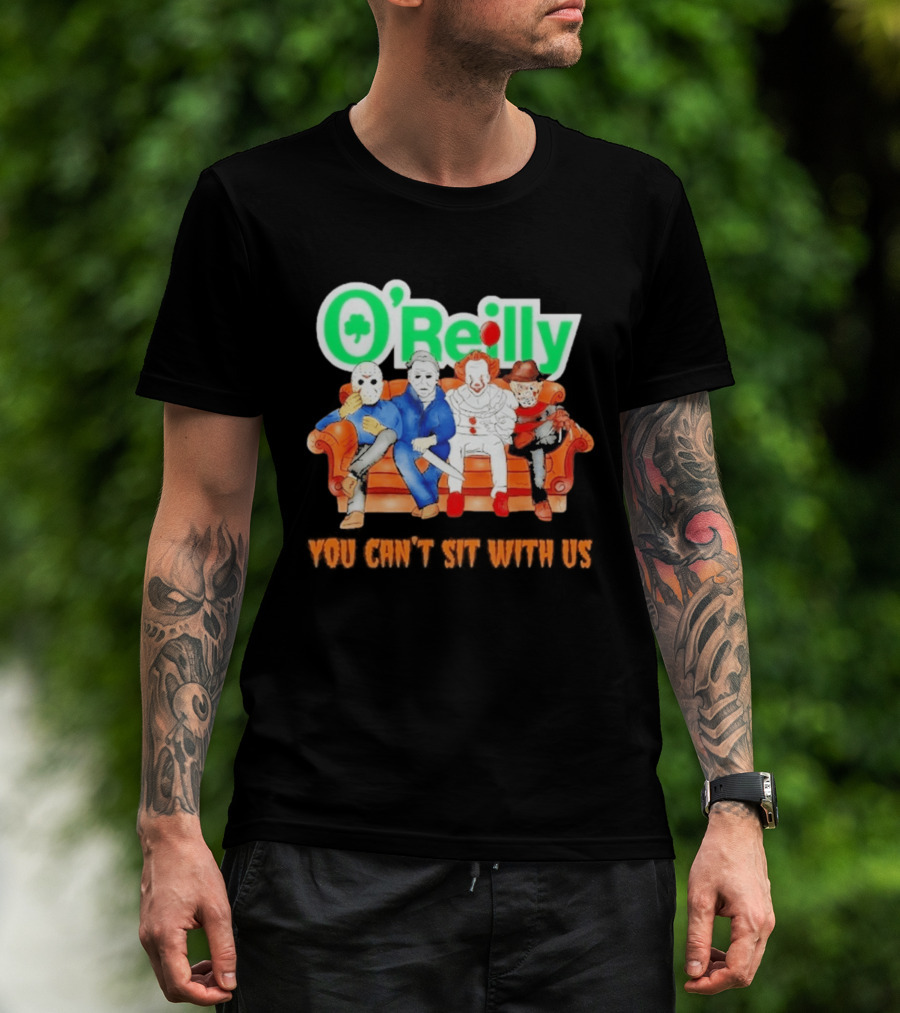O'Reilly Horror Characters Friends Halloween 2026 You Can't Sit With Us Couch T-Shirt