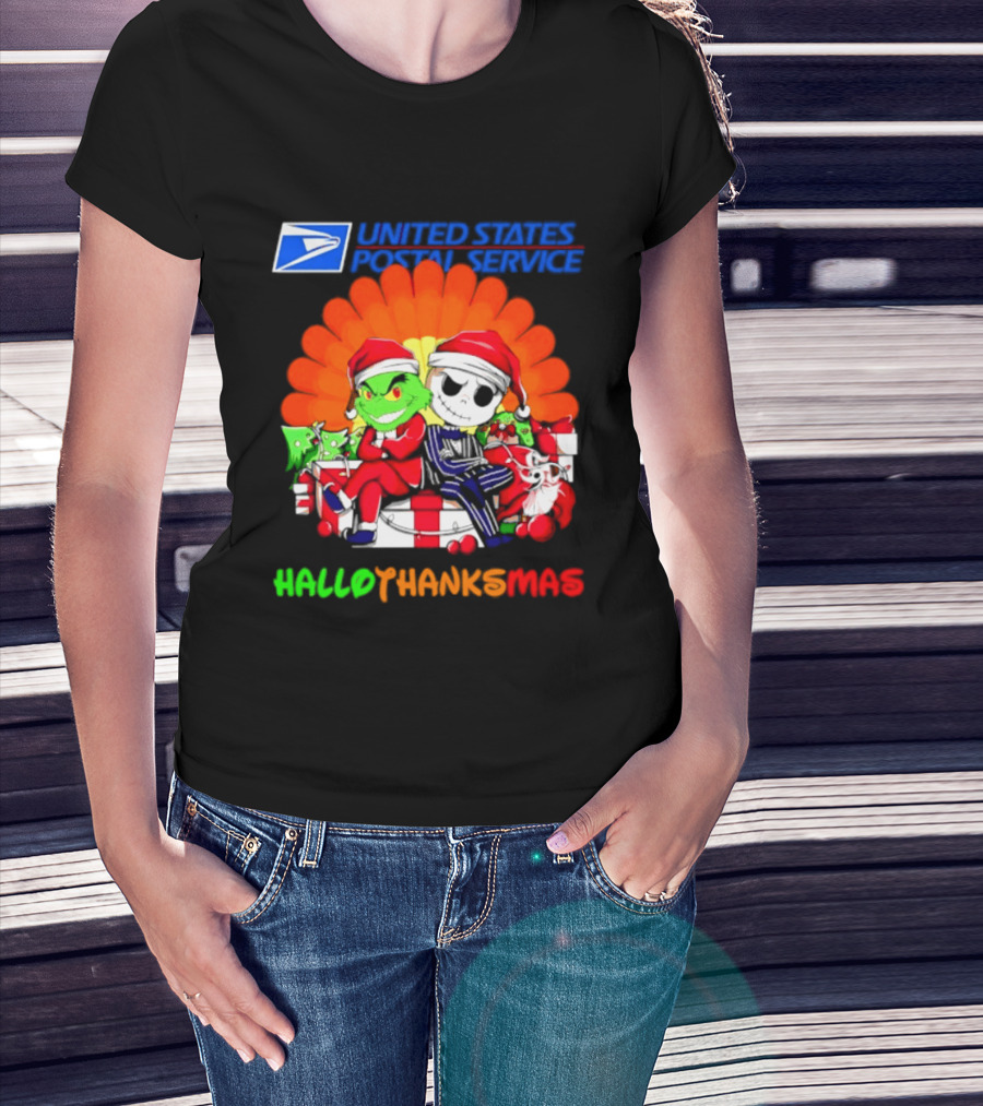 United States Postal Service Grinch Jack Skellington Hallothanksmas 2026 T-Shirt