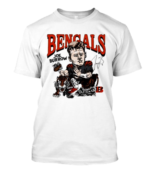 Cincinnati Bengals Joe Burrow Caricature NFL Player T-Shirt