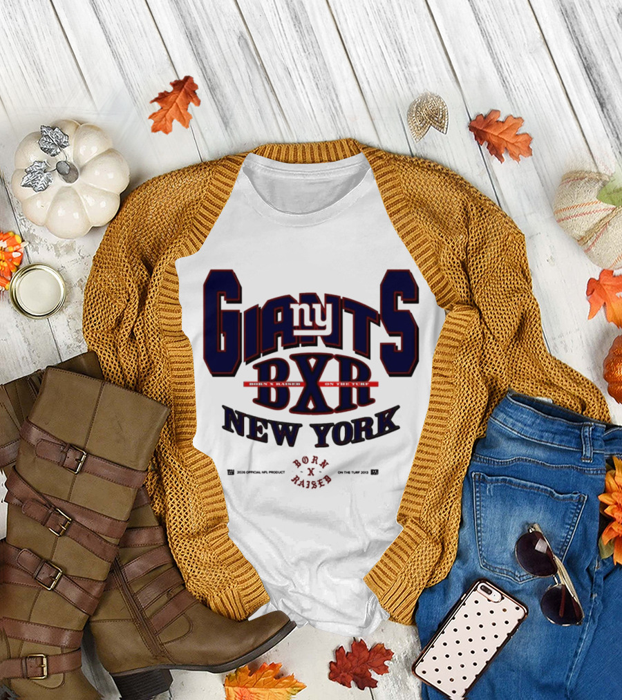 New York Giants BXR Born X Raised On The Turf Football T-Shirt