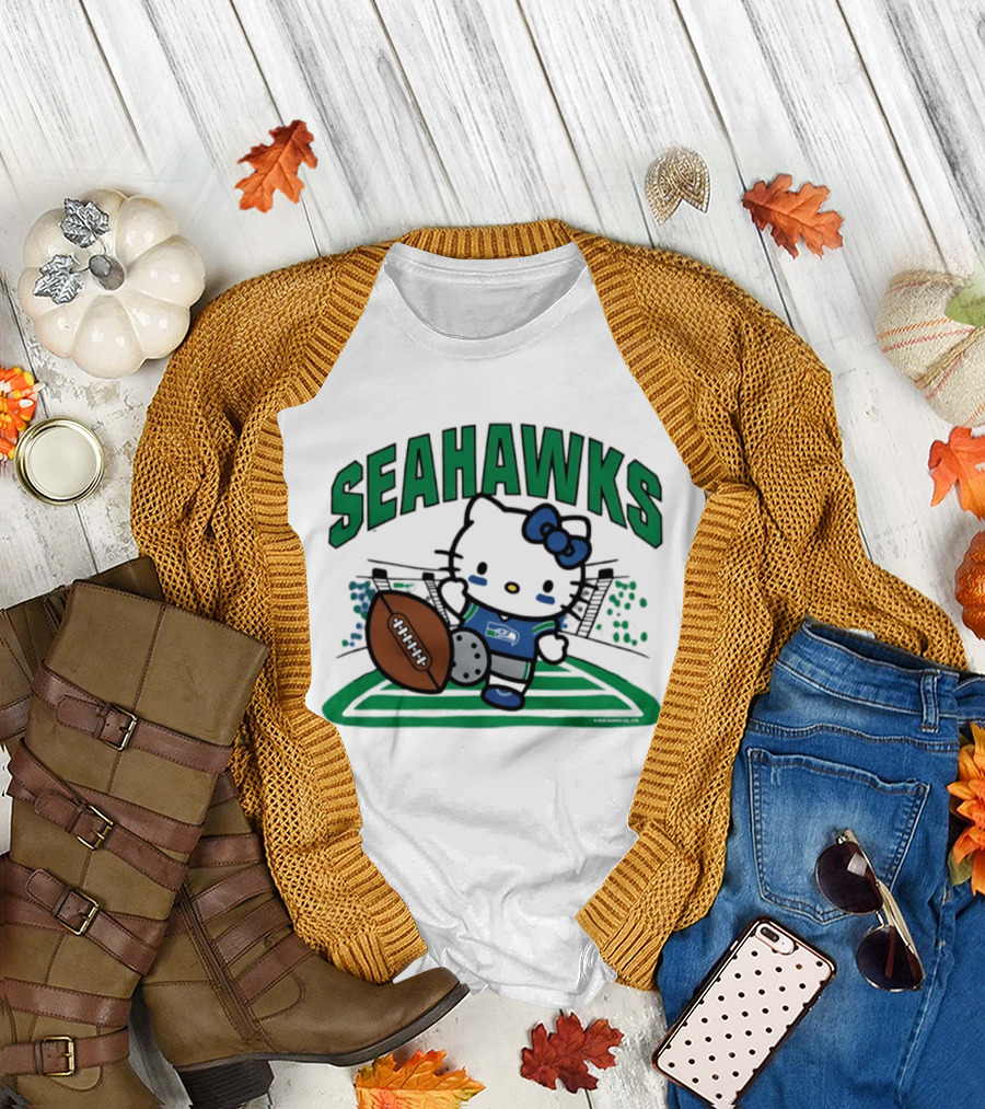 Hello Kitty Seattle Seahawks Football Stadium Kickoff T-Shirt