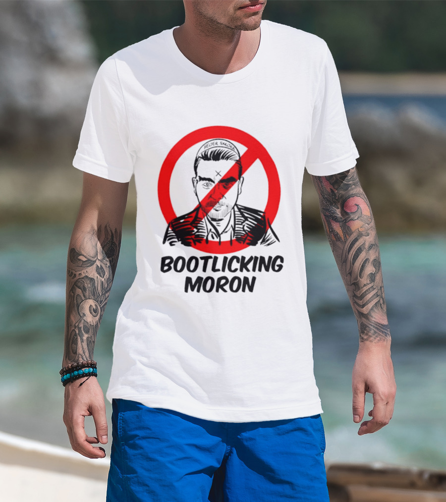 Helter Skelter Bootlicking Moron Red Circle Crossed Out Brian Walsby T-Shirt