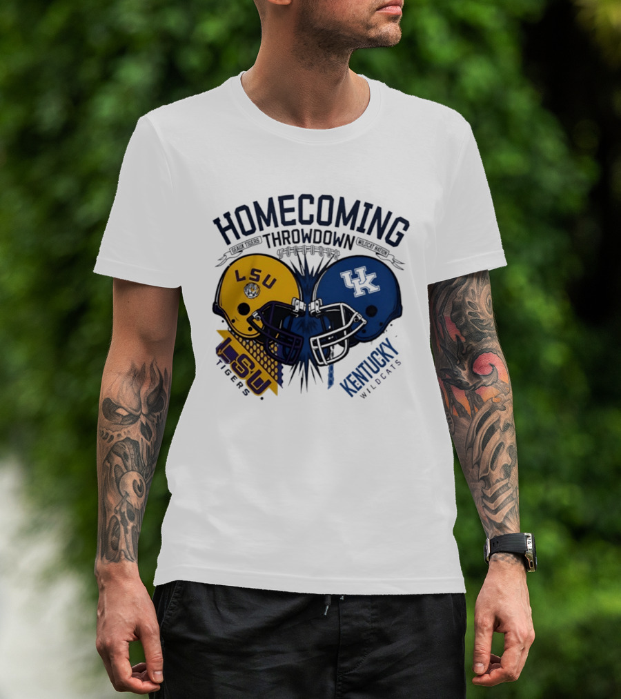 LSU Tigers Vs Kentucky Wildcats Football Homecoming Throwdown October 10 2026 Helmet Clash T-Shirt