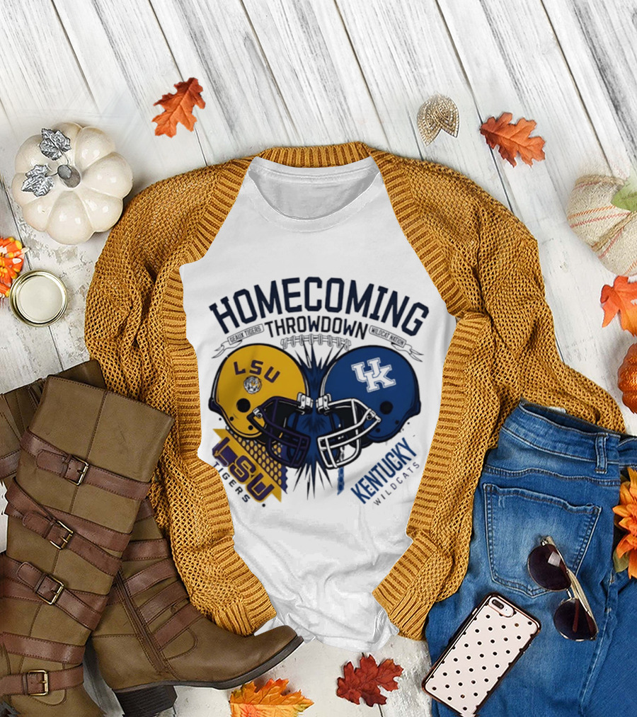 LSU Tigers Vs Kentucky Wildcats Football Homecoming Throwdown October 10 2026 Helmet Clash T-Shirt