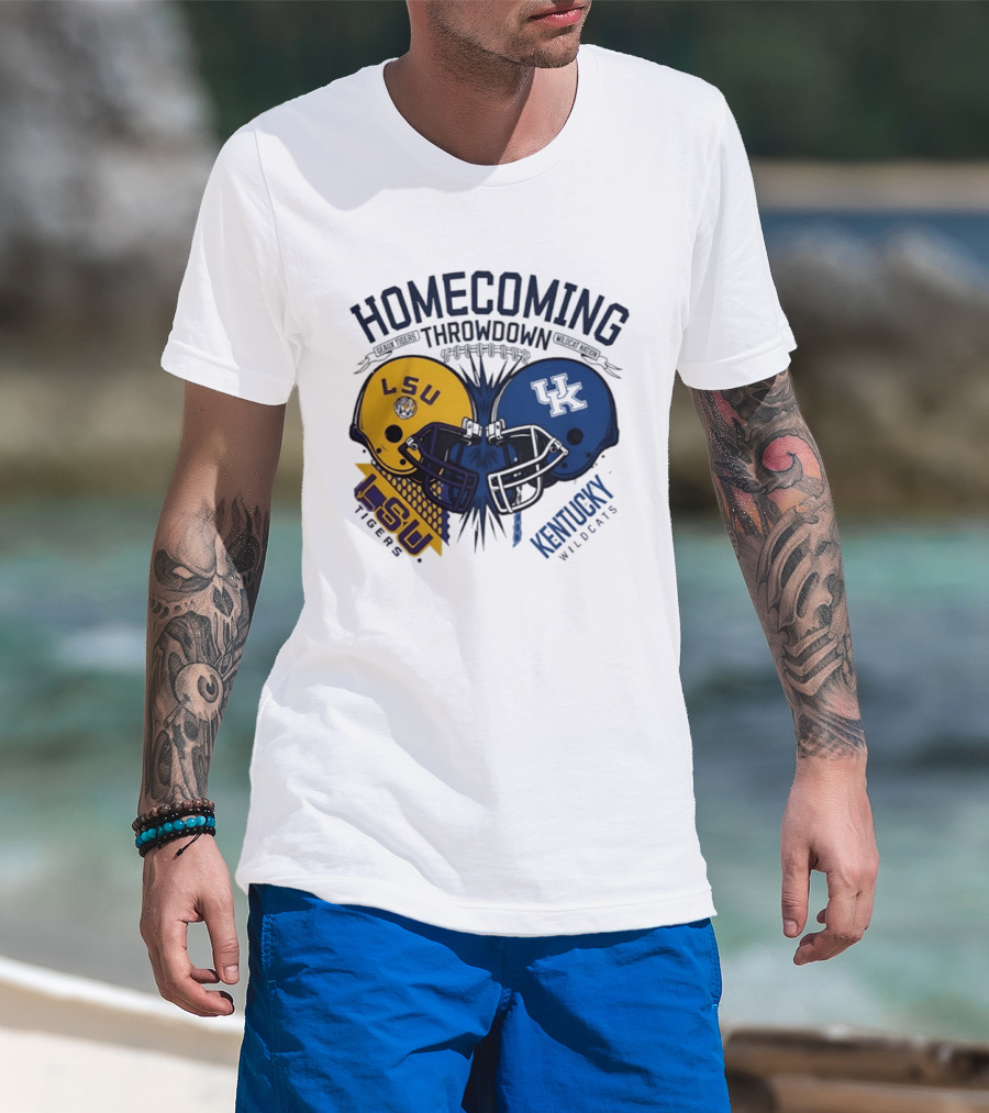 LSU Tigers Vs Kentucky Wildcats Football Homecoming Throwdown October 10 2026 Helmet Clash T-Shirt
