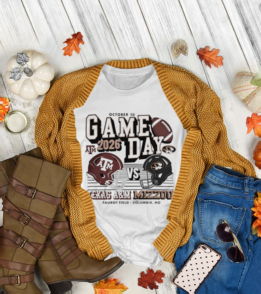 October 10 2026 Gameday Texas A&M Vs Mizzou Football Helmets Columbia MO T-Shirt