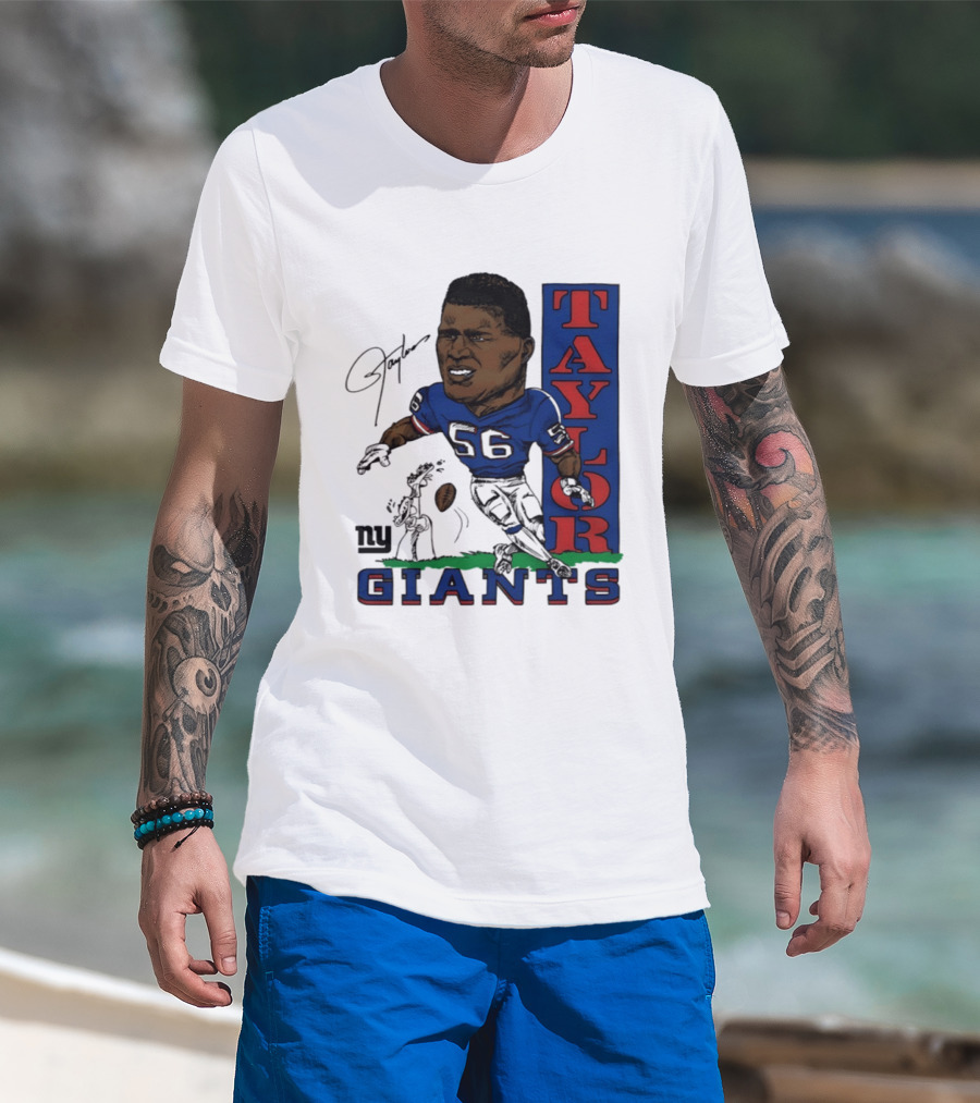 New York Giants Lawrence Taylor 56 Caricature Player T-Shirt