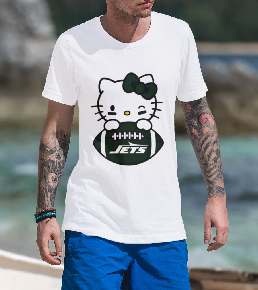 New York Jets Hello Kitty Football 2026 Season Collaboration T-Shirt