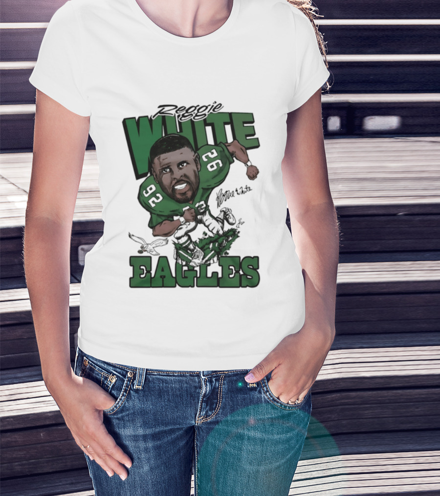 Philadelphia Eagles Reggie White 92 Player Caricature T-Shirt