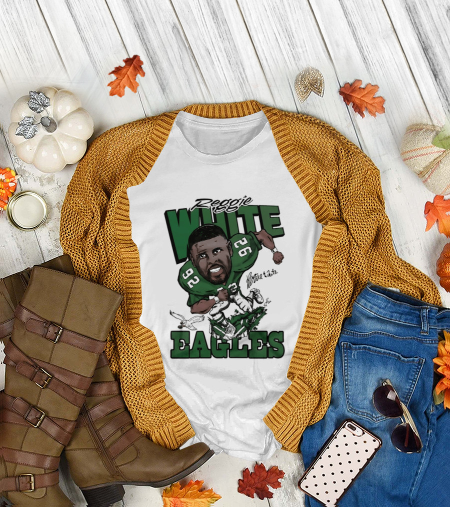 Philadelphia Eagles Reggie White 92 Player Caricature T-Shirt