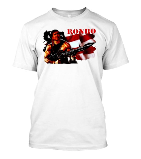 Ronbo Ronald Reagan Rambo With American Flag 80s President T-Shirt