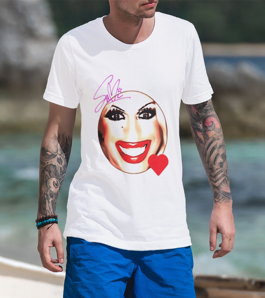 Sami Landri Big Face Heart Signature Red Lips T-Shirt