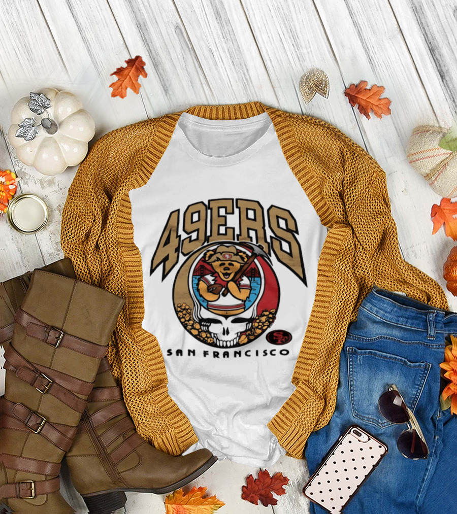 San Francisco 49ers Grateful Dead Steal Your Face Bear Design Collaboration T-Shirt