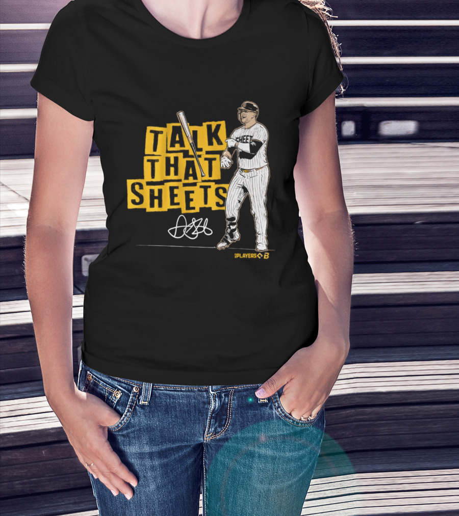 Gavin Sheets Talk That Sheets Baseball Player Yellow Block Lettering T-Shirt