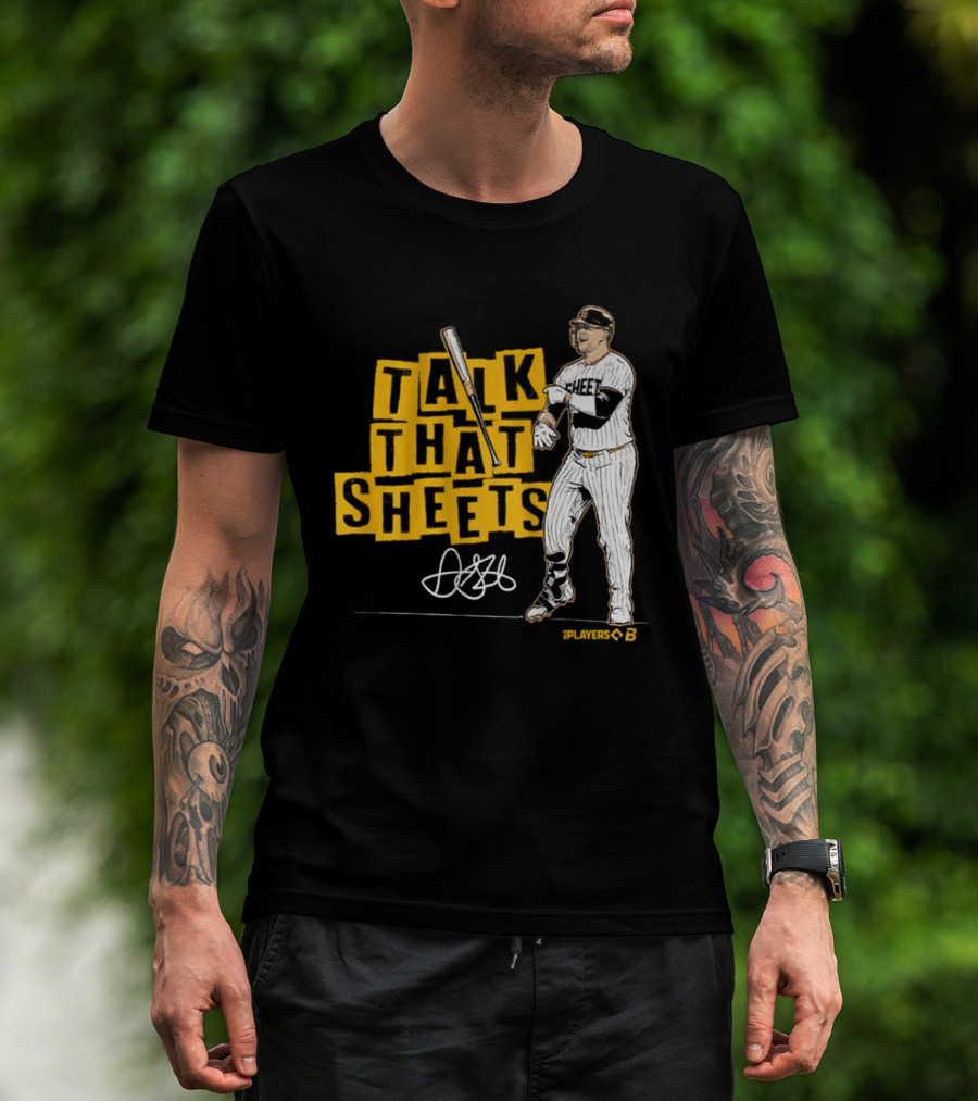 Gavin Sheets Talk That Sheets Baseball Player Yellow Block Lettering T-Shirt