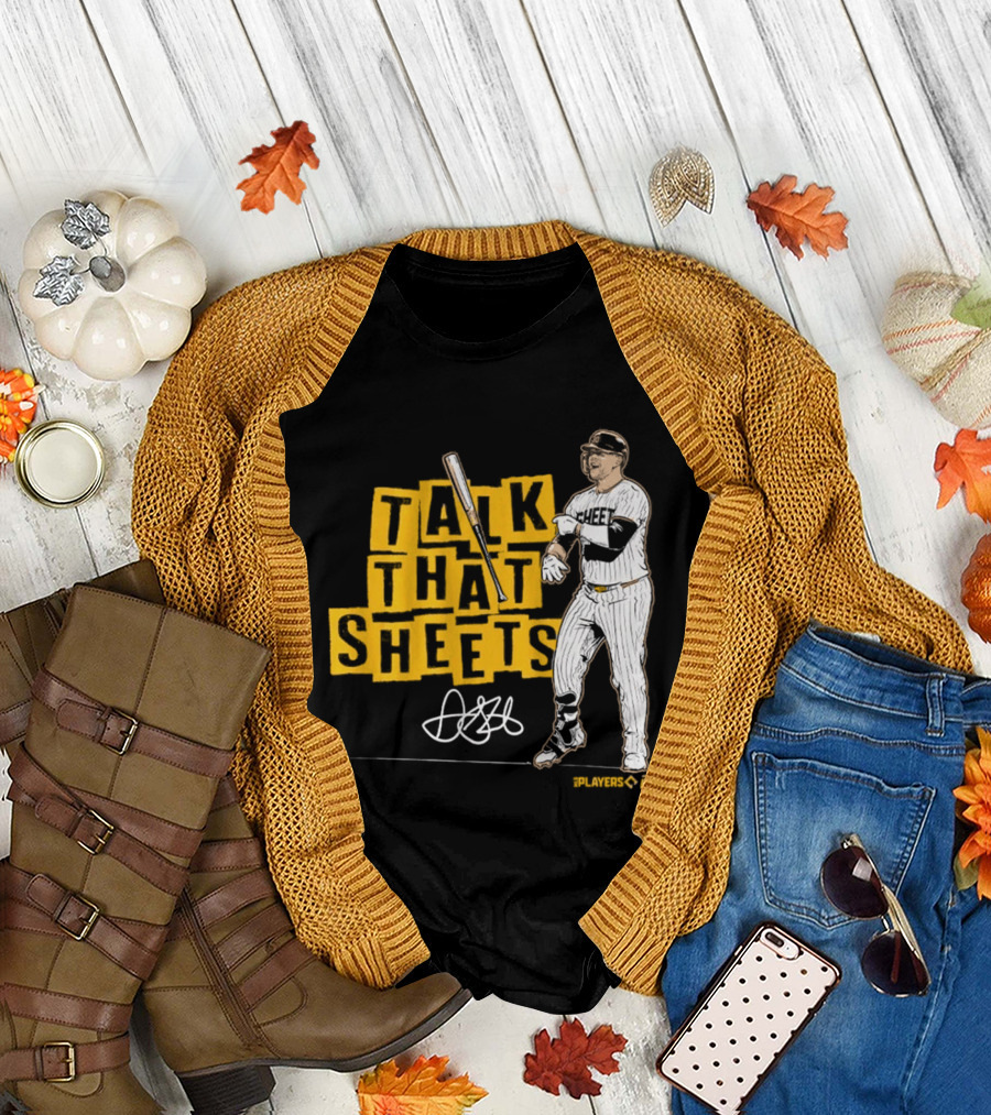 Gavin Sheets Talk That Sheets Baseball Player Yellow Block Lettering T-Shirt