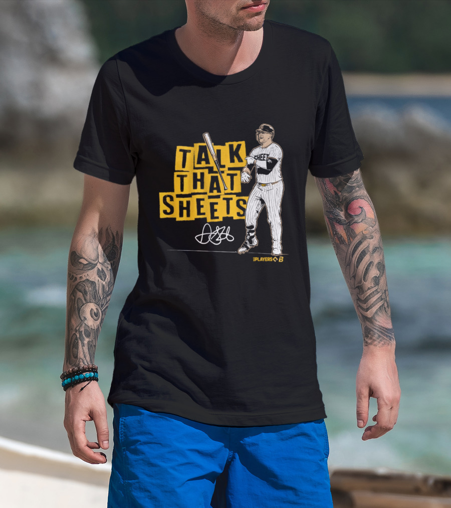 Gavin Sheets Talk That Sheets Baseball Player Yellow Block Lettering T-Shirt