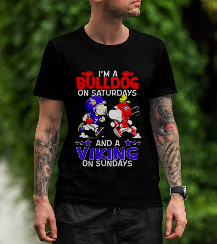 I'm A Bulldog On Saturdays And A Viking On Sundays Football Peanuts T-Shirt