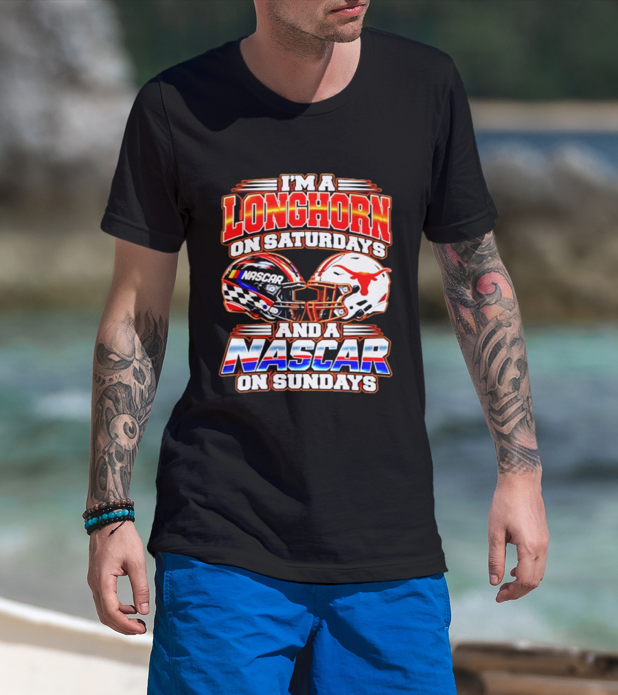 Longhorns On Saturdays NASCAR On Sundays Helmets Longhorns Texas T-Shirt
