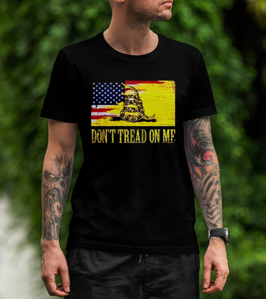 American Flag And Gadsden Snake Don't Tread On Me T-Shirt