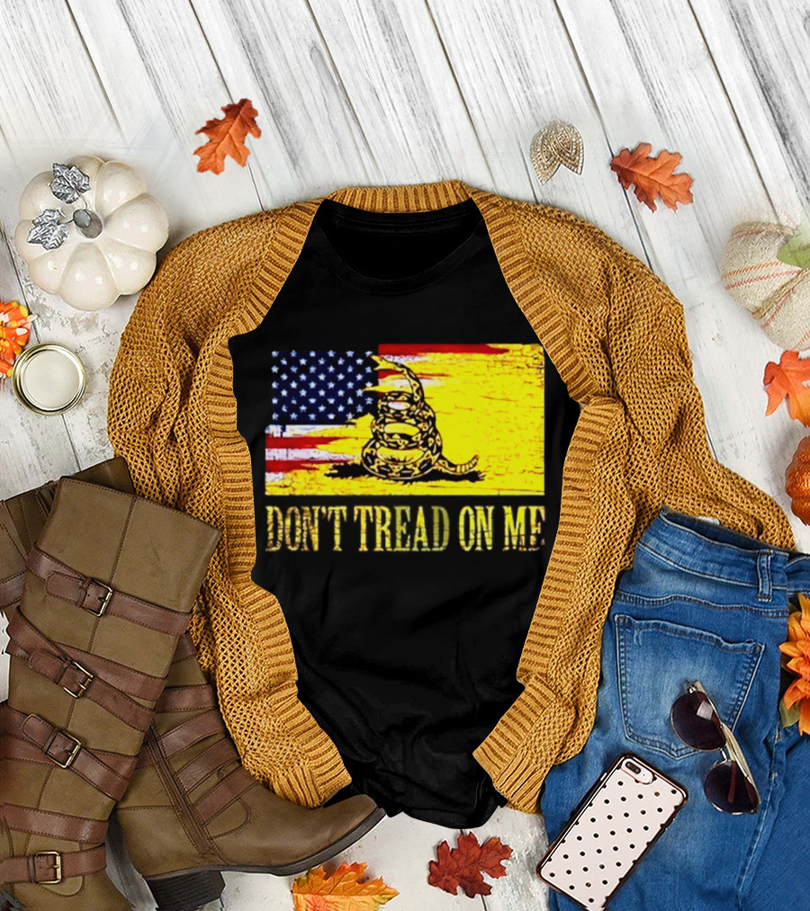 American Flag And Gadsden Snake Don't Tread On Me T-Shirt