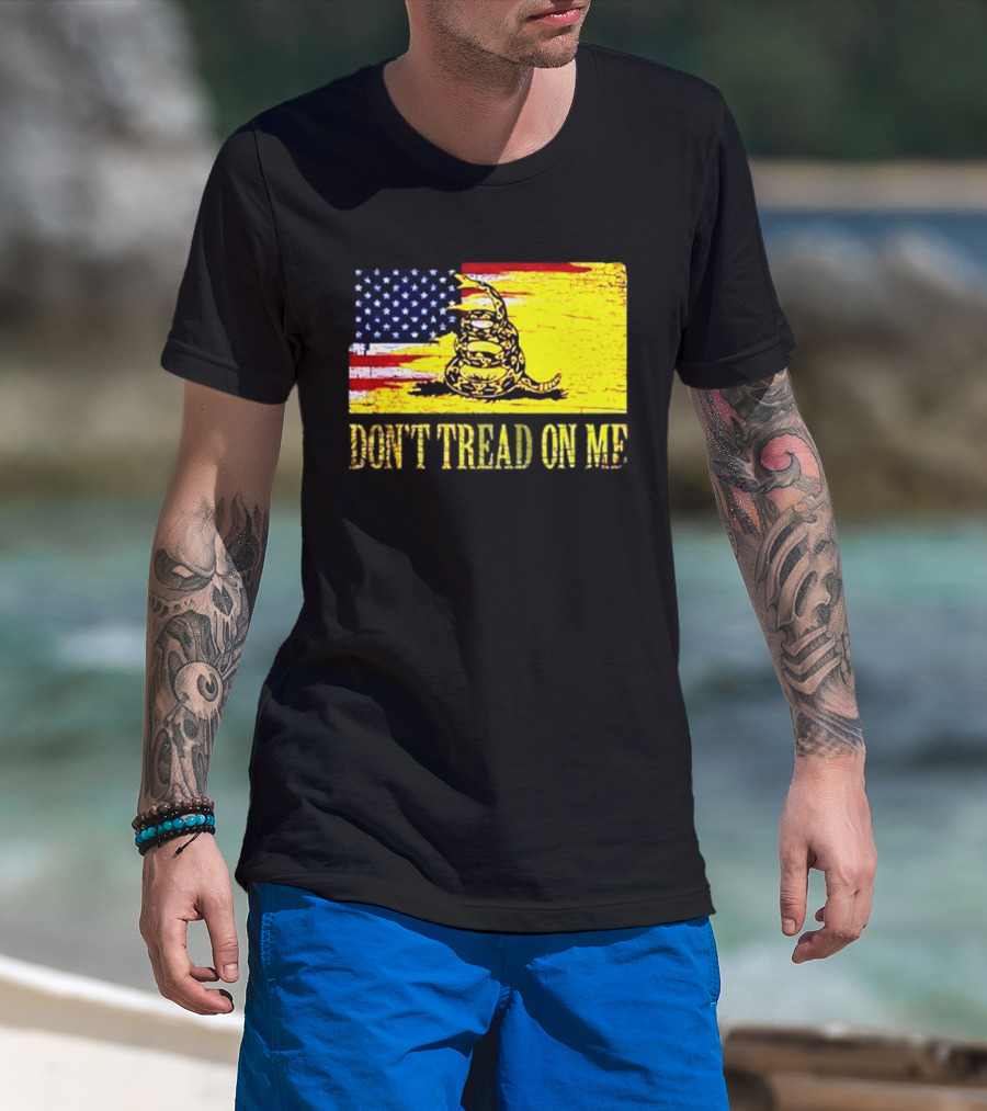 American Flag And Gadsden Snake Don't Tread On Me T-Shirt