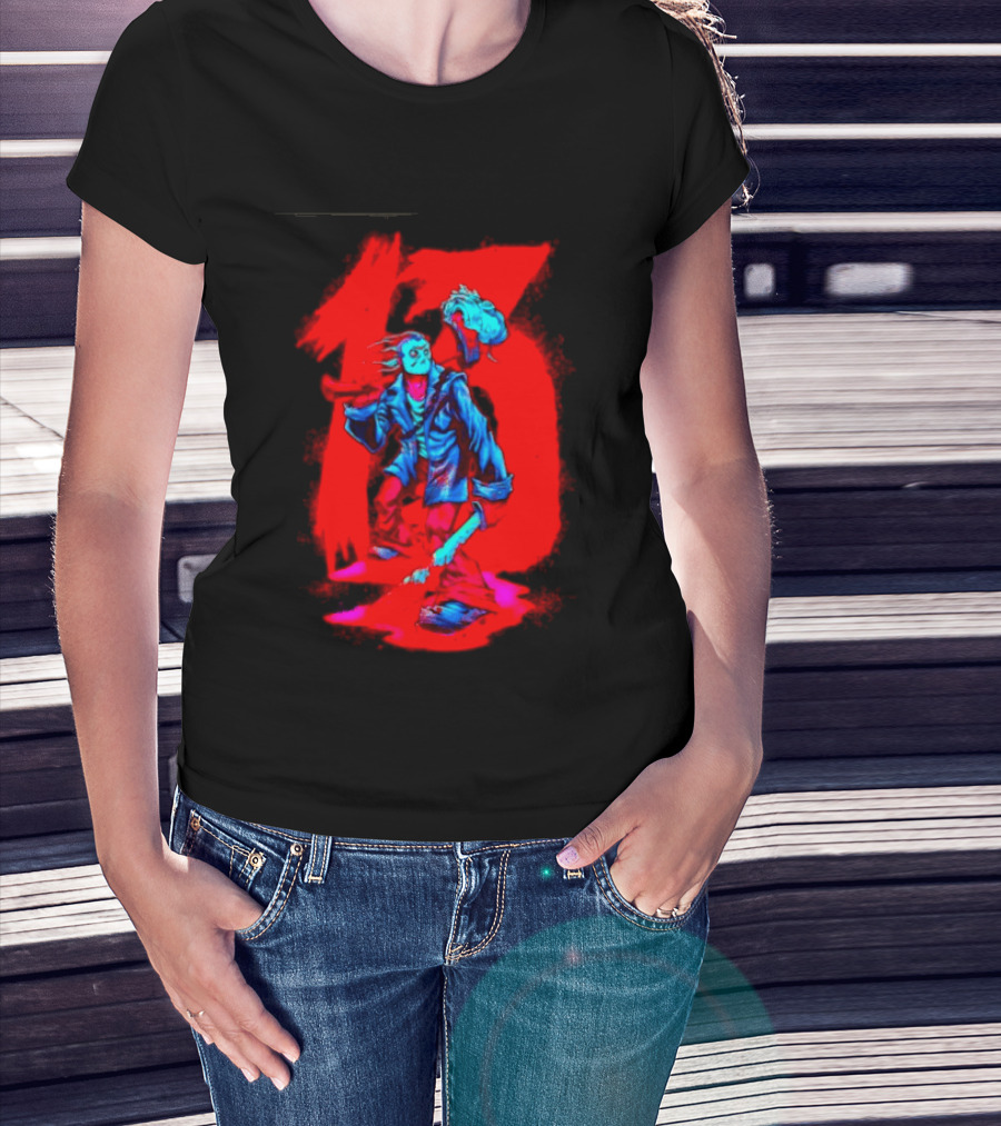 Jason Voorhees Friday The 13th Horror Movie Halloween Scary Mask Red T-Shirt