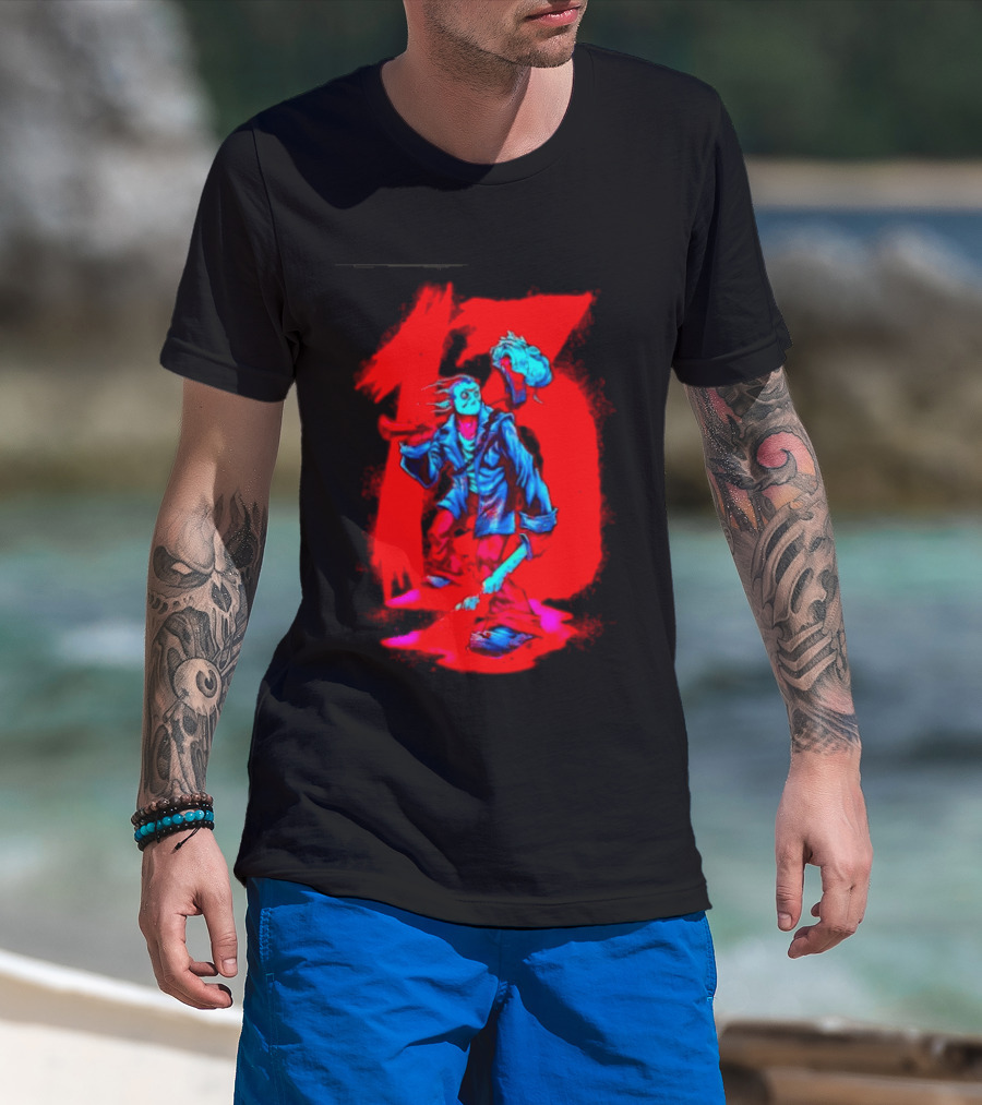 Jason Voorhees Friday The 13th Horror Movie Halloween Scary Mask Red T-Shirt