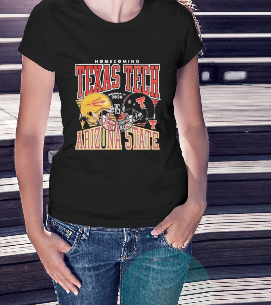 Texas Tech Vs Arizona State Homecoming Football 2026 Helmet Showdown T-Shirt