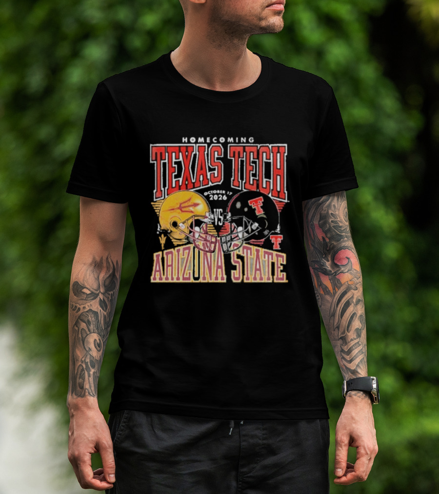 Texas Tech Vs Arizona State Homecoming Football 2026 Helmet Showdown T-Shirt