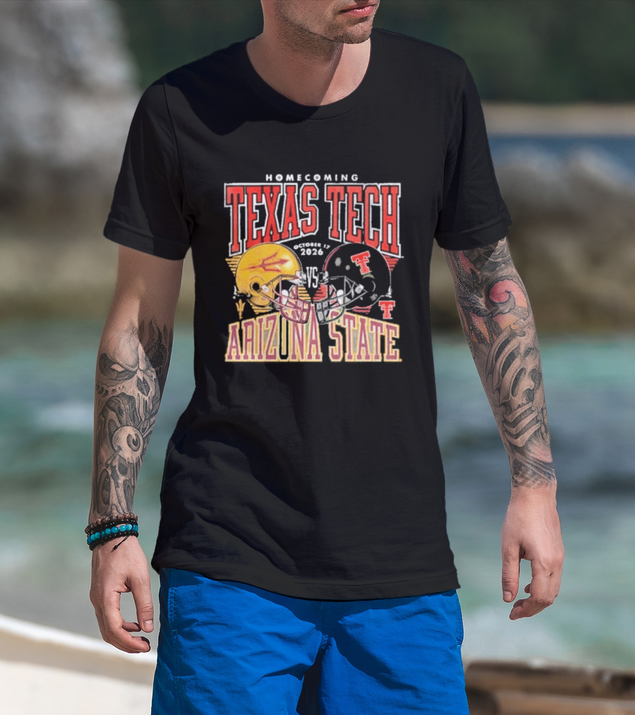 Texas Tech Vs Arizona State Homecoming Football 2026 Helmet Showdown T-Shirt