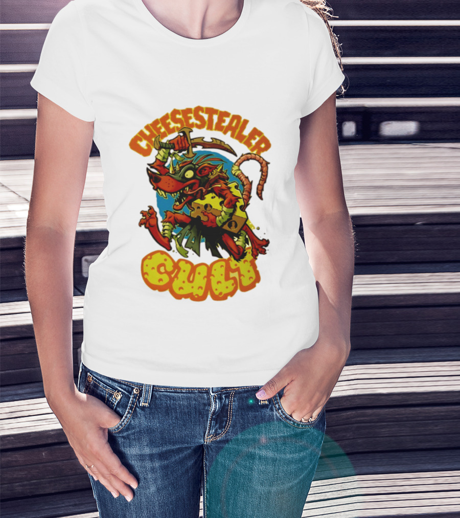 Cheesestealer Cult Rat With Cheese Halloween Fantasy T-Shirt
