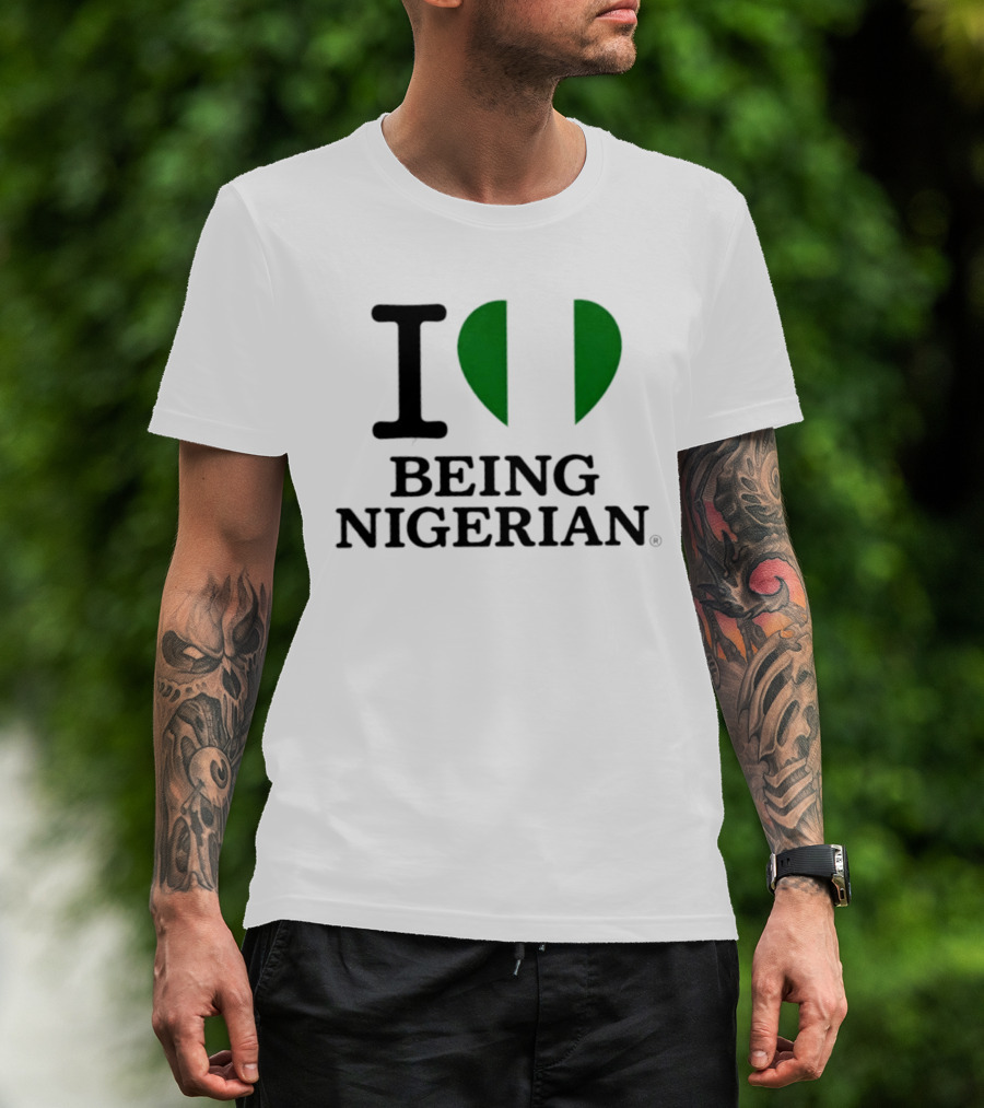 Love Being Nigerian Flag Heart T-Shirt