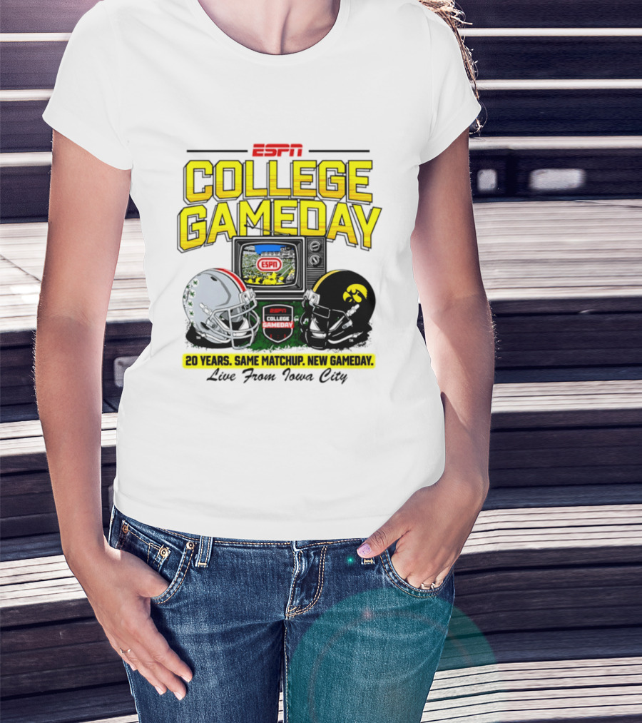 ESPN College GameDay 2026 Iowa Hawkeyes Vs Ohio State Buckeyes 20 Years Same Matchup Iowa City T-Shirt