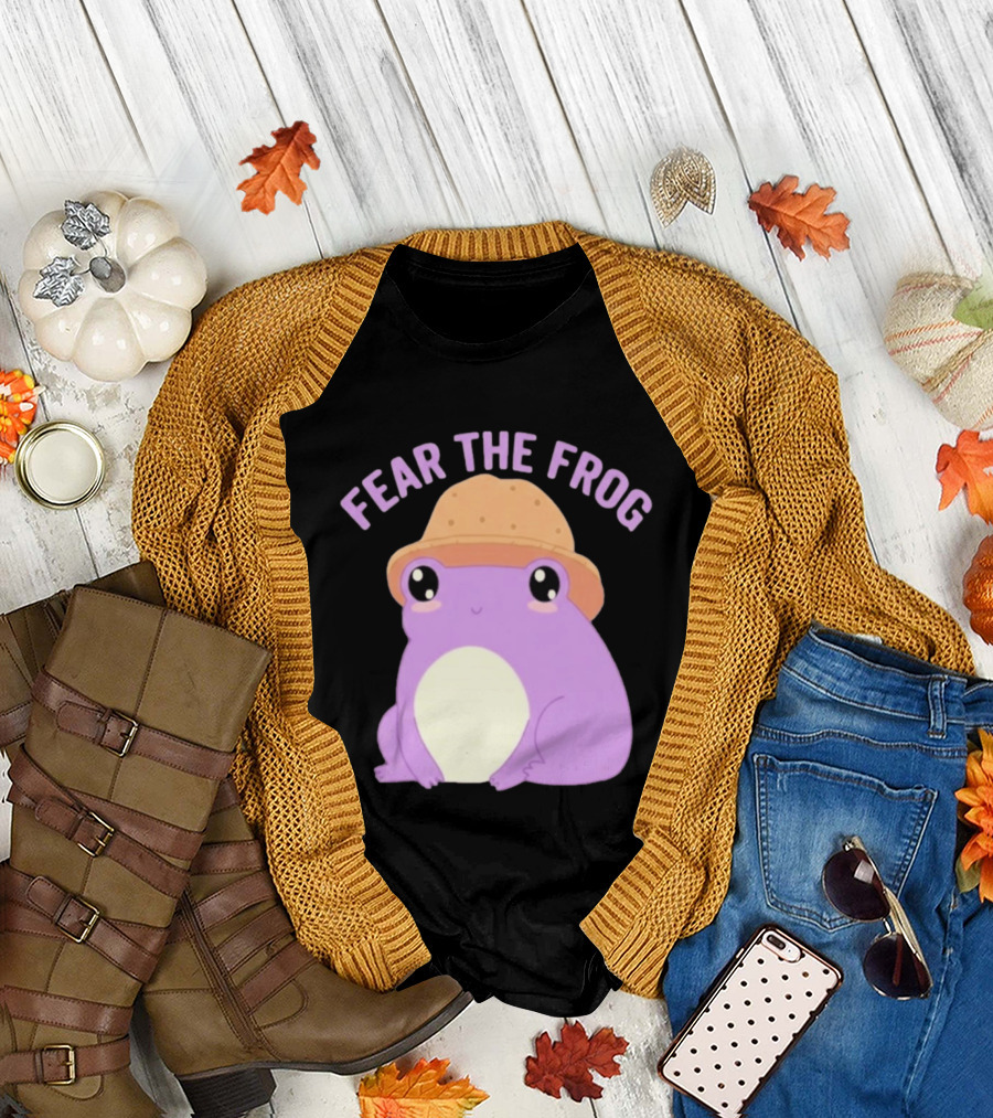 Fear The Frog Cute Purple Cartoon Bucket Hat T-Shirt