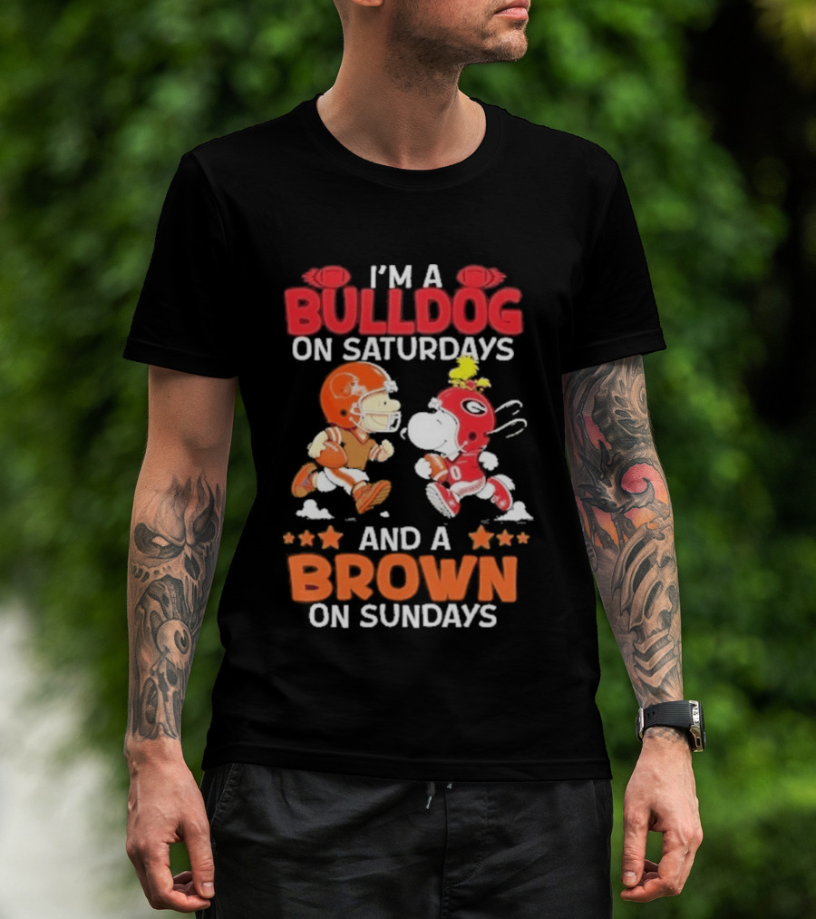 I'm A Bulldog On Saturdays And A Brown On Sundays Football Peanuts Snoopy Woodstock T-Shirt