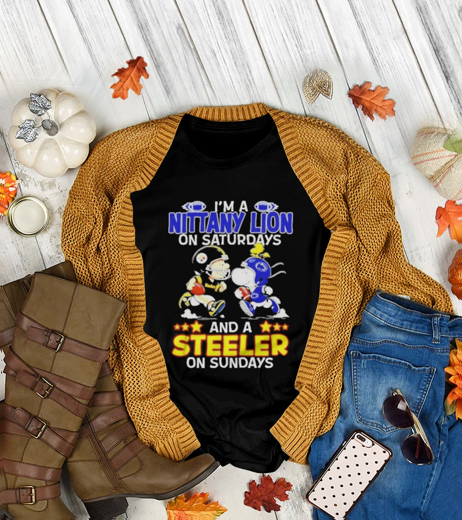 I'm A Nittany Lion On Saturdays And A Steeler On Sundays Football Peanuts Charlie Brown And Snoopy T-Shirt