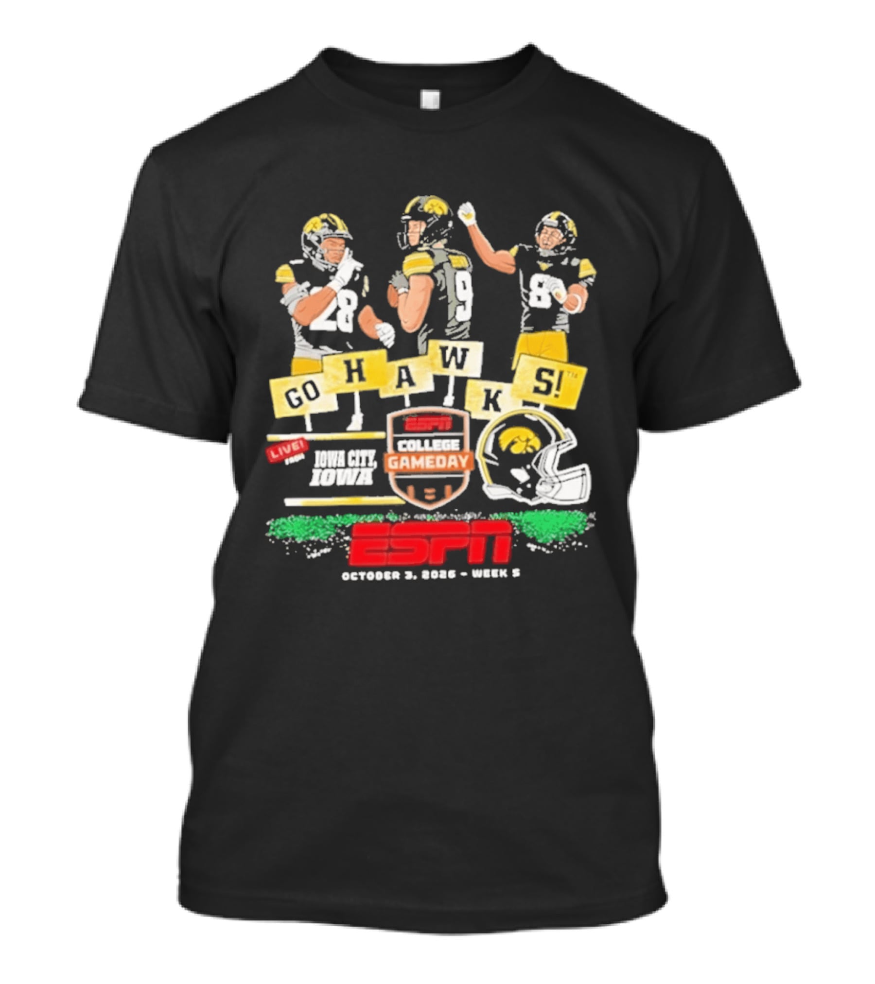 Iowa Hawkeyes College Football 2026 ESPN Gameday October Week 1 Go Hawks T-Shirt