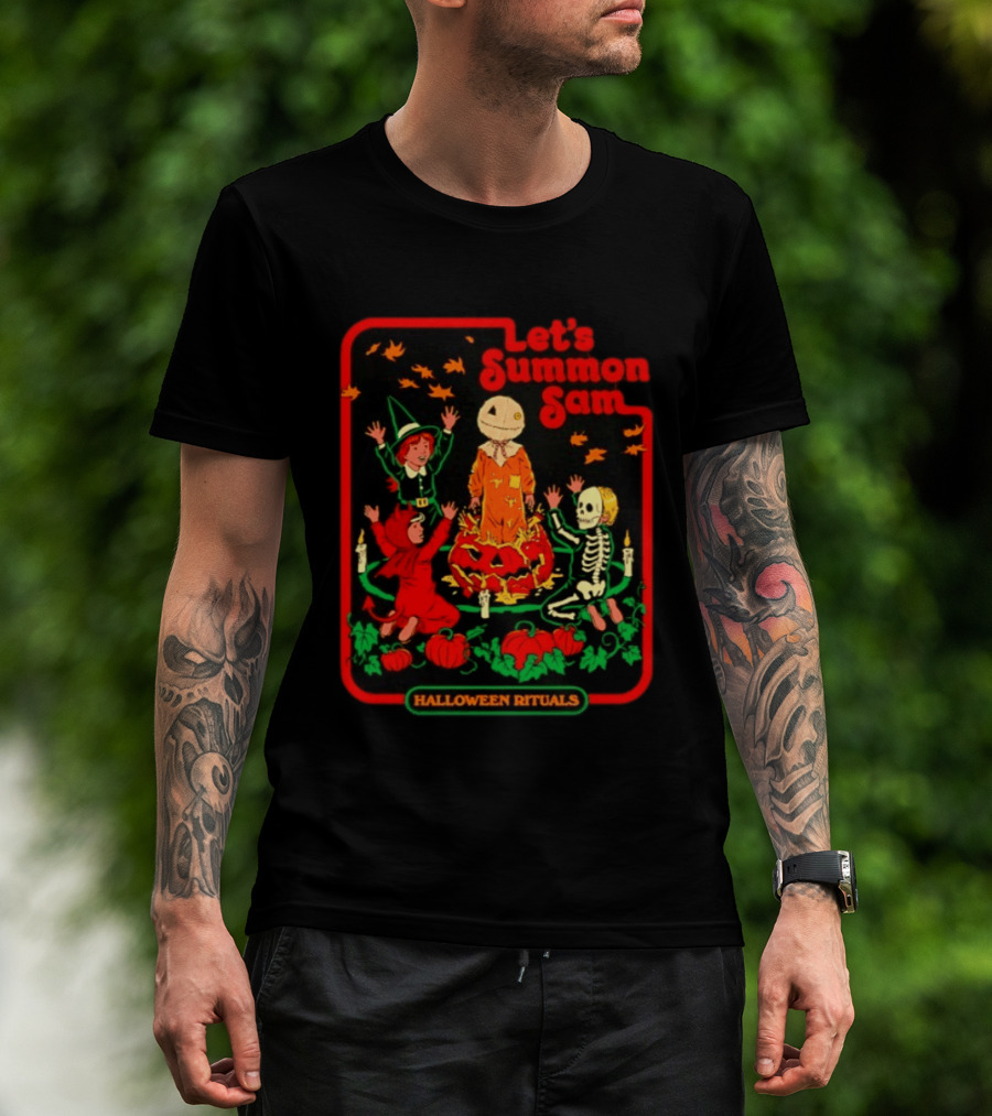 Let's Summon Sam Halloween Rituals Trick R Treat Pumpkin Skeleton Witch Magic T-Shirt