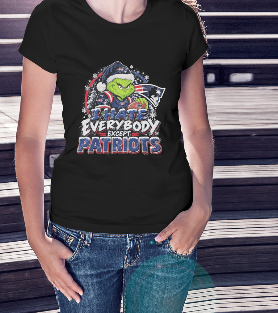 New England Patriots Grinch I Hate Everybody Except Patriots Fans Christmas Holiday T-Shirt