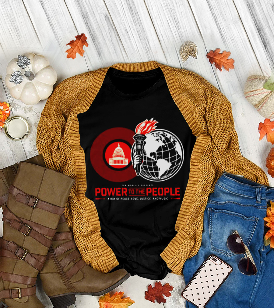 Power To The People 2026 Columbia MD October 3 Merriweather Post Pavilion Peace Love Justice And Music Capitol Building Torch Globe T-Shirt