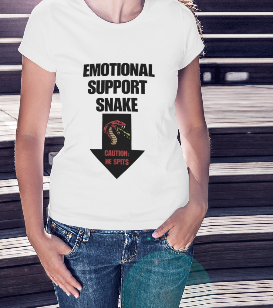 Emotional Support Snake Caution He Spits Arrow T-Shirt