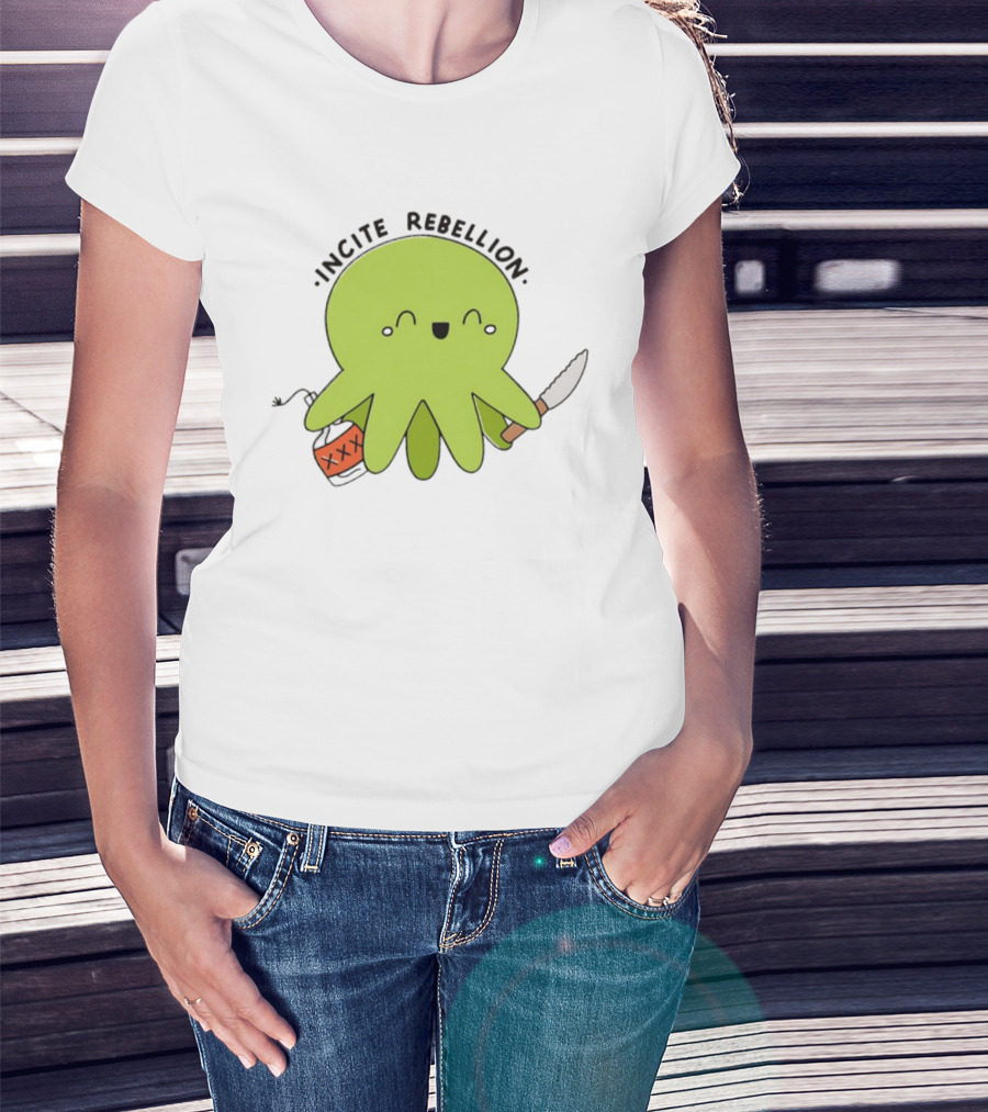 Incite Rebellion Octopus Knife Molotov Cocktail T-Shirt