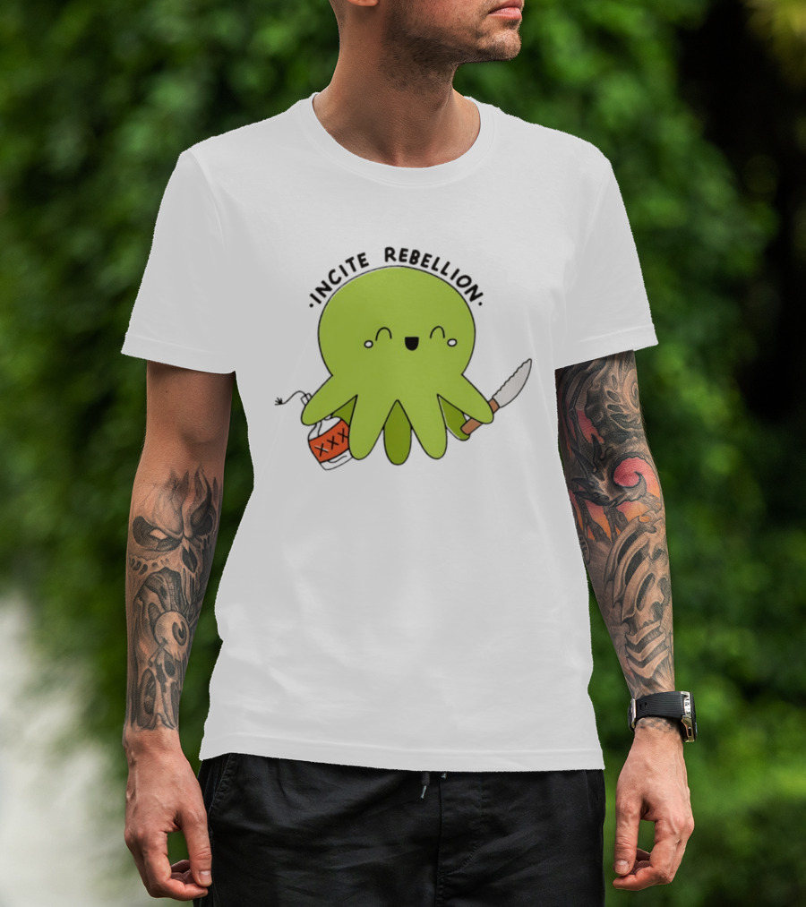 Incite Rebellion Octopus Knife Molotov Cocktail T-Shirt