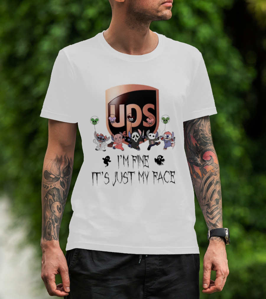UPS X Stitch Halloween 2026 I'm Fine It's Just My Face T-Shirt