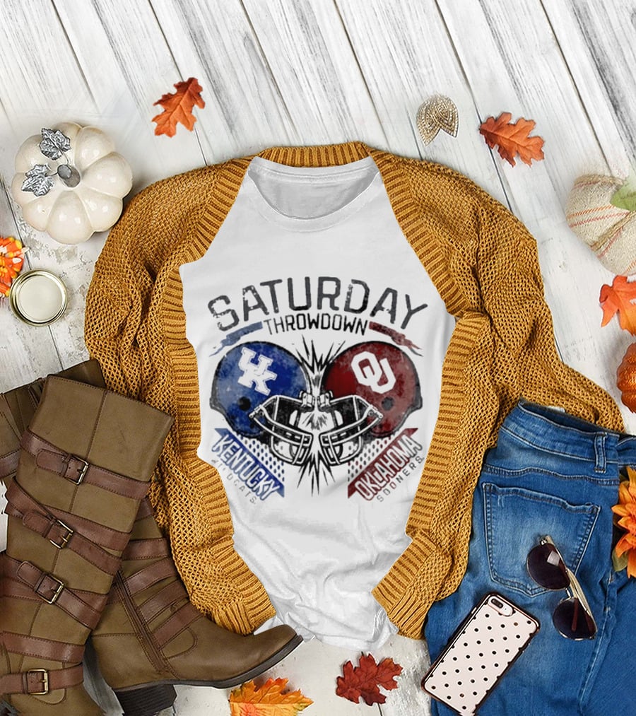 Oklahoma Sooners Vs Kentucky Wildcats 2026 Saturday Throwdown Football Helmets Clash T-Shirt